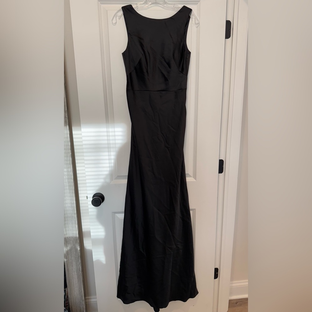 Revelry Serena Black Satin Maxi Dress - Picture 4 of 4